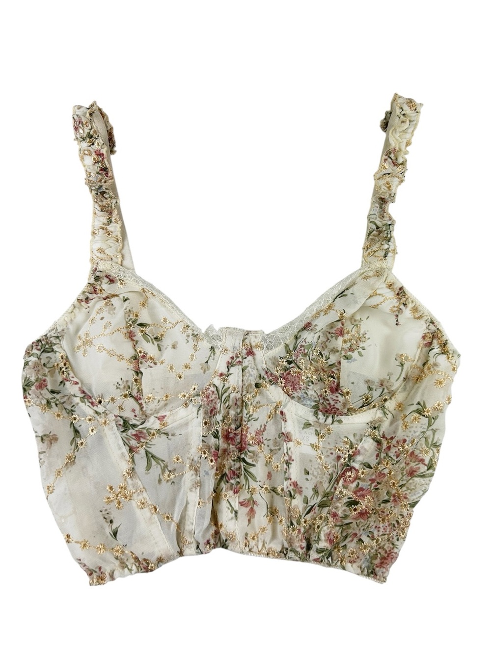 Floral Embroidered Lace Corset Top Women's Size X-Small